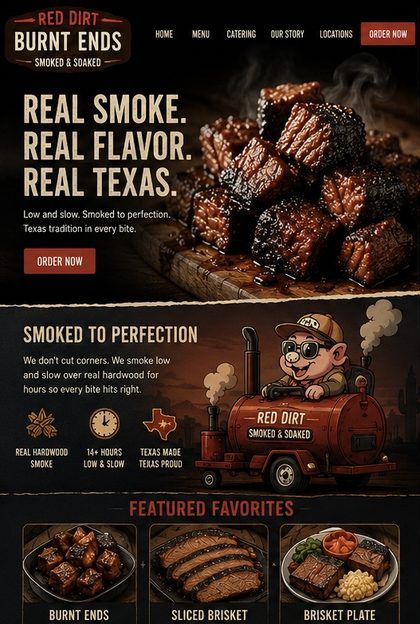 Red Dirt Burnt Ends website built by WebWaku