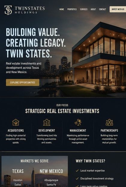 TwinStates Holdings website built by WebWaku